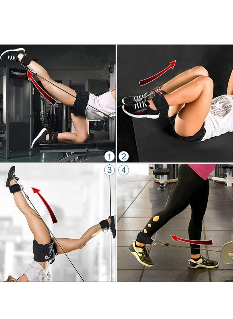Generic - Ankle Resistance Bands Wrist Cuffs Padded Straps Adjustable Fitness Glute Kickback D-Ring for Cable Machine Gym Foot Leg Training Brace Support 1 Pair - Image 1