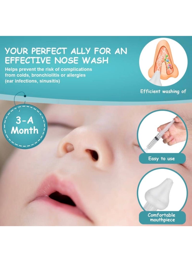 CleanWave - The Pure Effect 2PCS Baby Nasal Aspirator & Nose Cleaner – Gentle Portable Nasal Rinse & Spray for Kids, Soft Silicone Tip, Safe & Easy to Use (White) - Image 3