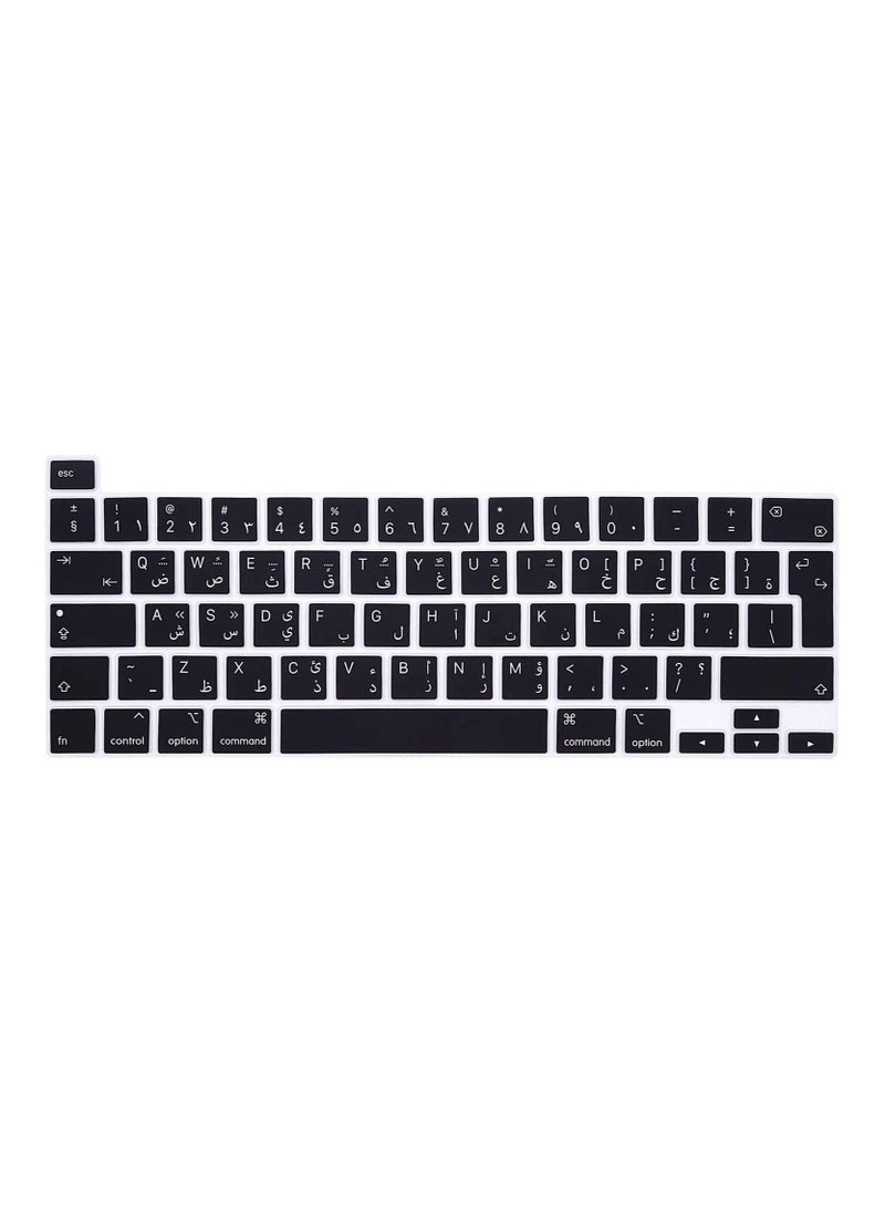 AMM Arabic English Keyboard Cover MacBook Pro 13-Inch 2020 Model A2289/A2251 UK Layout Protector Arabic English Keyboard Cover for MacBook Pro 16-Inch Model A2141 2019 Black  - Image 1