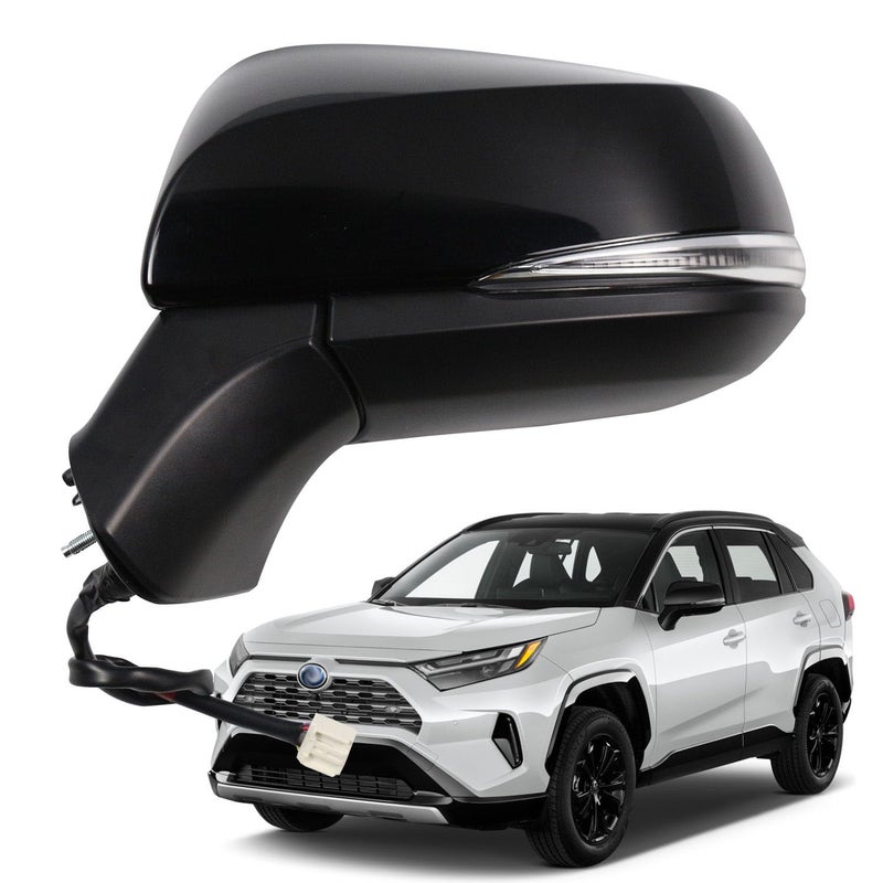 مارريتو لتجميع مرآة الجانب لتويوتا RAV4 2019 2020 2021 2022 2023 2024 مع تسخين الطاقة وإشارة الانعطاف ومراقبة النقطة العمياء بديل TO1320384 TO1320388 أسود الجانب السائق