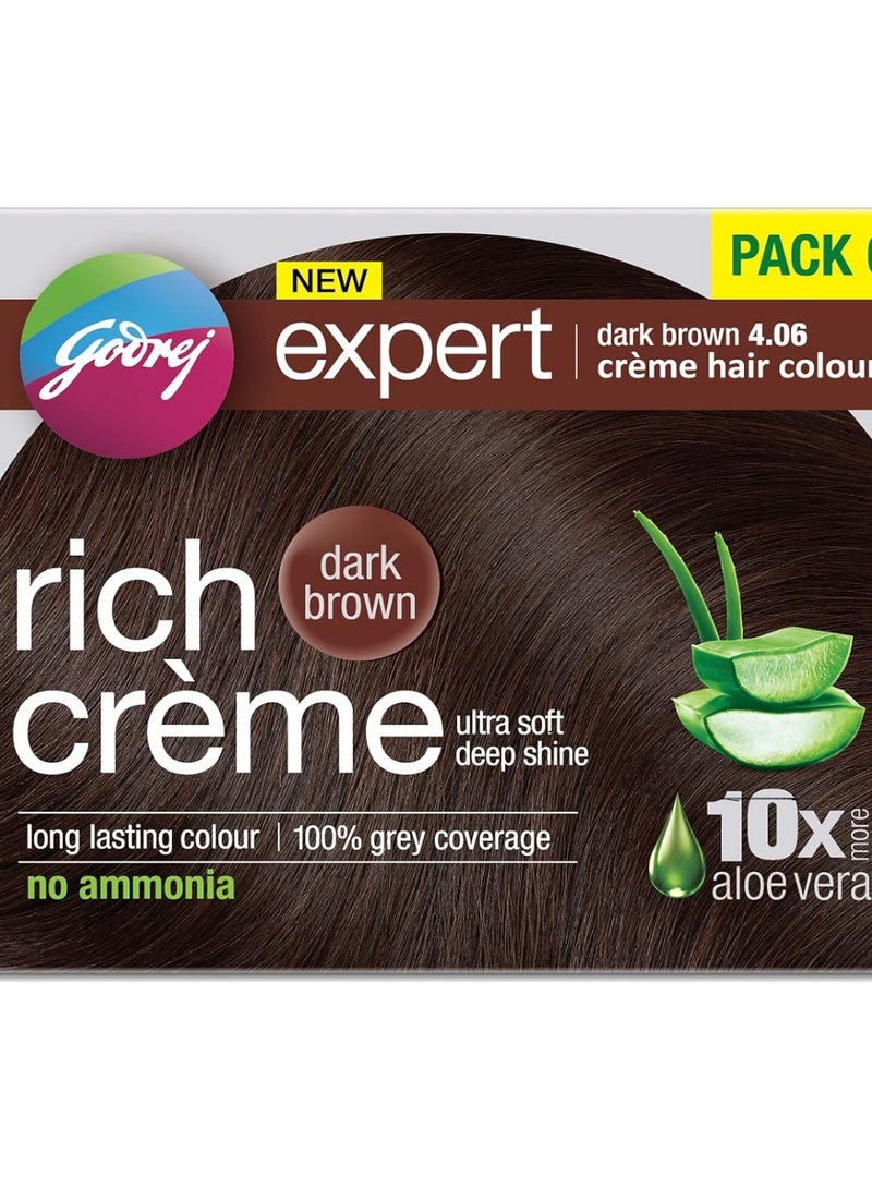 Godrej Expert Rich Creme Hair Colour Sachet - Dark Brown 4.06 (20g+20ml) | with Aloe Vera & Milk Protein | No Ammonia - Image 1