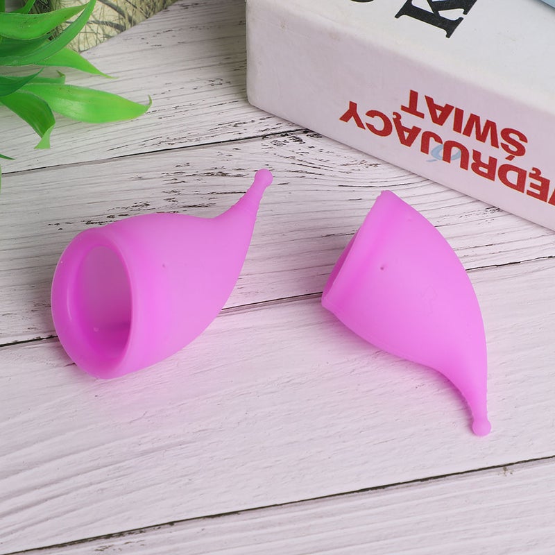 Silicone Women Reusable Menstrual Cup Collector Safe Female Period Lady Feminine Hygiene Cup(Purple L S ) - Image 1