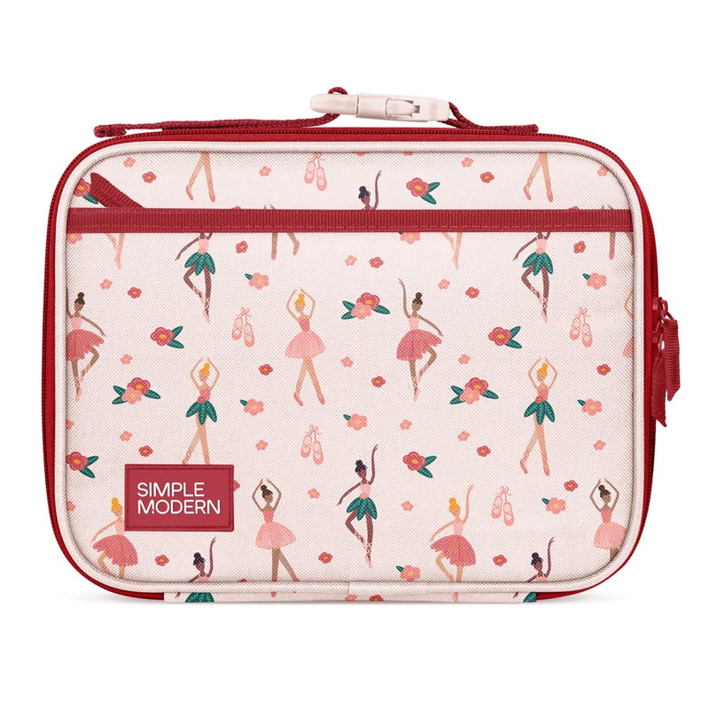 Simple Modern Kids Lunch Box for School Reusable Insulated Lunch Bag for Toddler Girl and Boy Meal Containers with Exterior Interior Pockets Hadley Collection Pink Ballerina