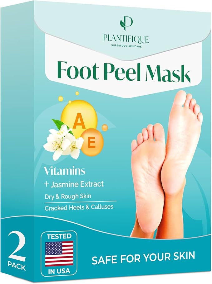Plantifique Foot Peel 2 Pack Mask Foot Mask Dermatologically Tested Repair Heels Removes Dry Dead Skin for Soft Baby Feet Exfoliating Peel Mask for Hard Skin Peeling Valentines gifts - Image 1