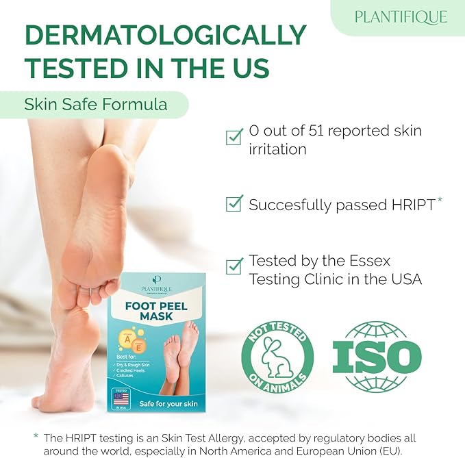 Plantifique Foot Peel 2 Pack Mask Foot Mask Dermatologically Tested Repair Heels Removes Dry Dead Skin for Soft Baby Feet Exfoliating Peel Mask for Hard Skin Peeling Valentines gifts - Image 4