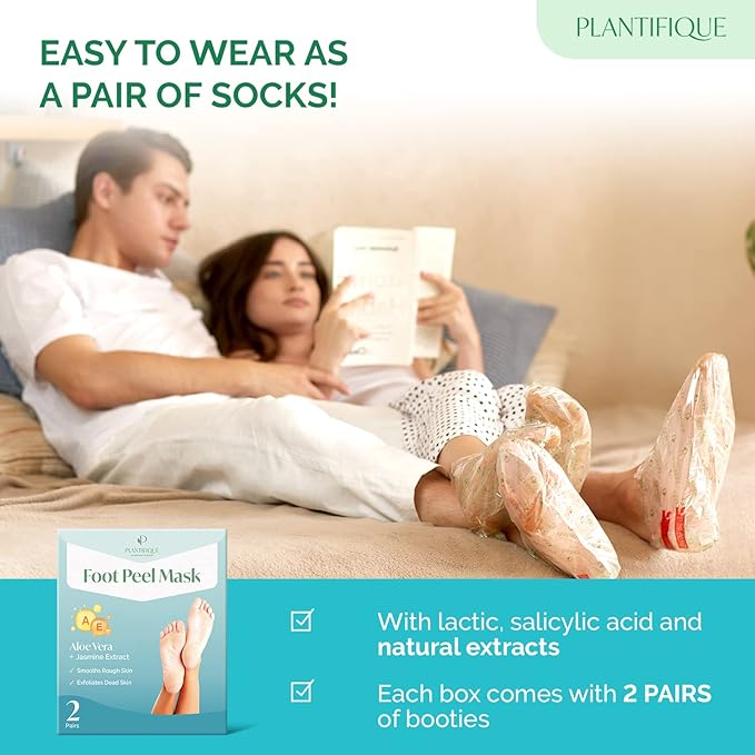 Plantifique Foot Peel 2 Pack Mask Foot Mask Dermatologically Tested Repair Heels Removes Dry Dead Skin for Soft Baby Feet Exfoliating Peel Mask for Hard Skin Peeling Valentines gifts - Image 5