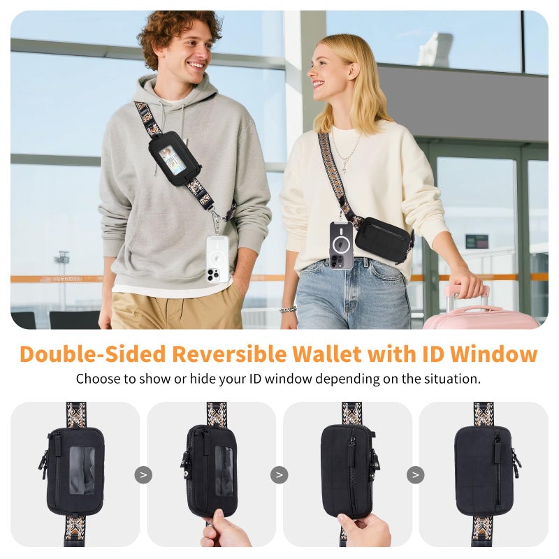 Tiostep Clip and Go Strap for Phone with Wallet Crossbody Phone Lanyard with Anti-Theft Zipper Pouch Detachable Quilted Wrist Wallet with RFID and ID Window for Daily Travel. - Image 5