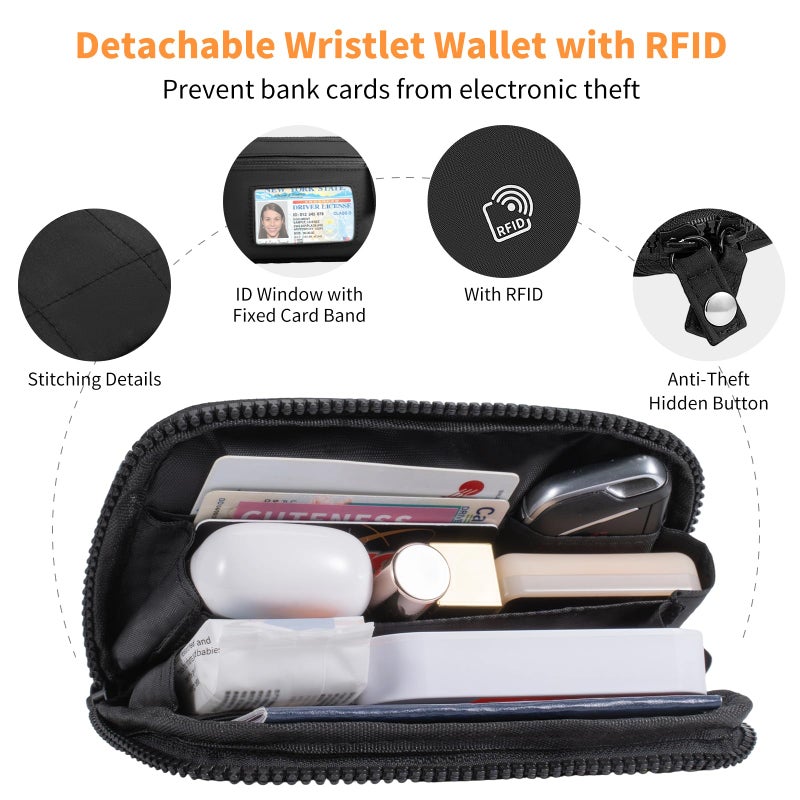Tiostep Clip and Go Strap for Phone with Wallet Crossbody Phone Lanyard with Anti-Theft Zipper Pouch Detachable Quilted Wrist Wallet with RFID and ID Window for Daily Travel. - Image 4