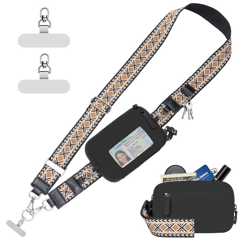 Tiostep Clip and Go Strap for Phone with Wallet Crossbody Phone Lanyard with Anti-Theft Zipper Pouch Detachable Quilted Wrist Wallet with RFID and ID Window for Daily Travel. - Image 1
