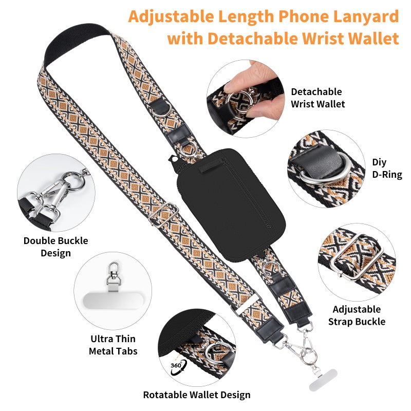 Tiostep Clip and Go Strap for Phone with Wallet Crossbody Phone Lanyard with Anti-Theft Zipper Pouch Detachable Quilted Wrist Wallet with RFID and ID Window for Daily Travel. - Image 3