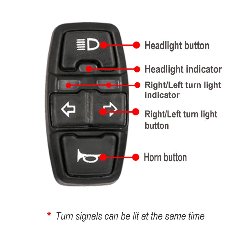 JooFn Motorcycle Head Light Turn Switch, 3-in-1 Light Horn Turn Switch Signal Button Set, Motorcycle Headlights Horn Turn ON/Off Control Switches for Scooter Electric Bike - Image 5