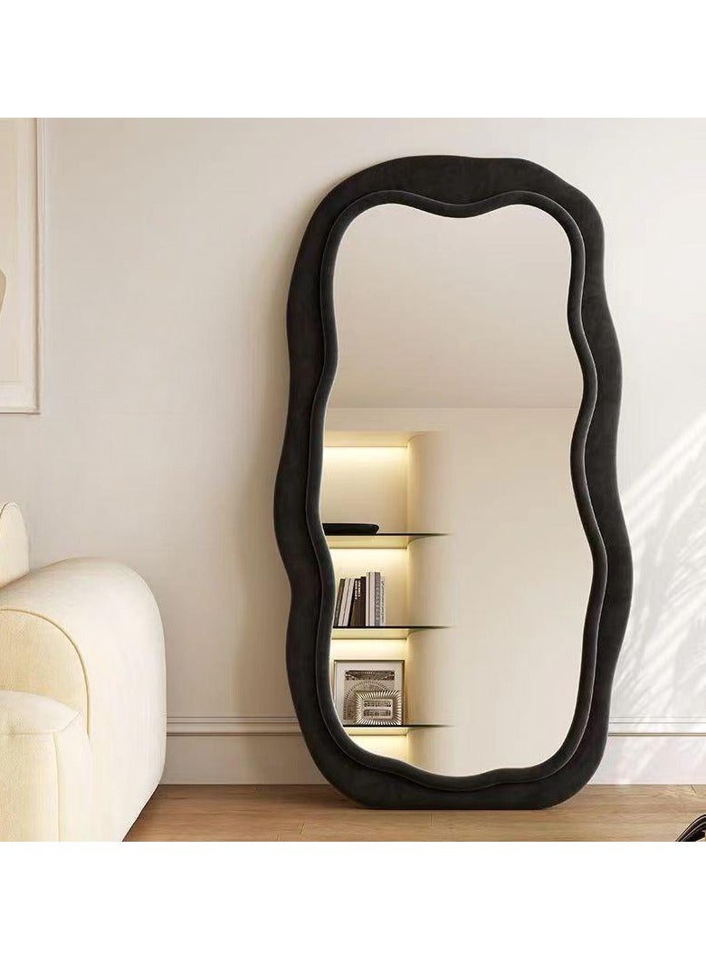 Arabest Irregular Clouds Shaped Wave Dressing Mirror, Home Girls Makeup Mirror, Clothing Store Floor Mirror, Dressing Fitting Mirror, For Home Store (Black)  - Image 1