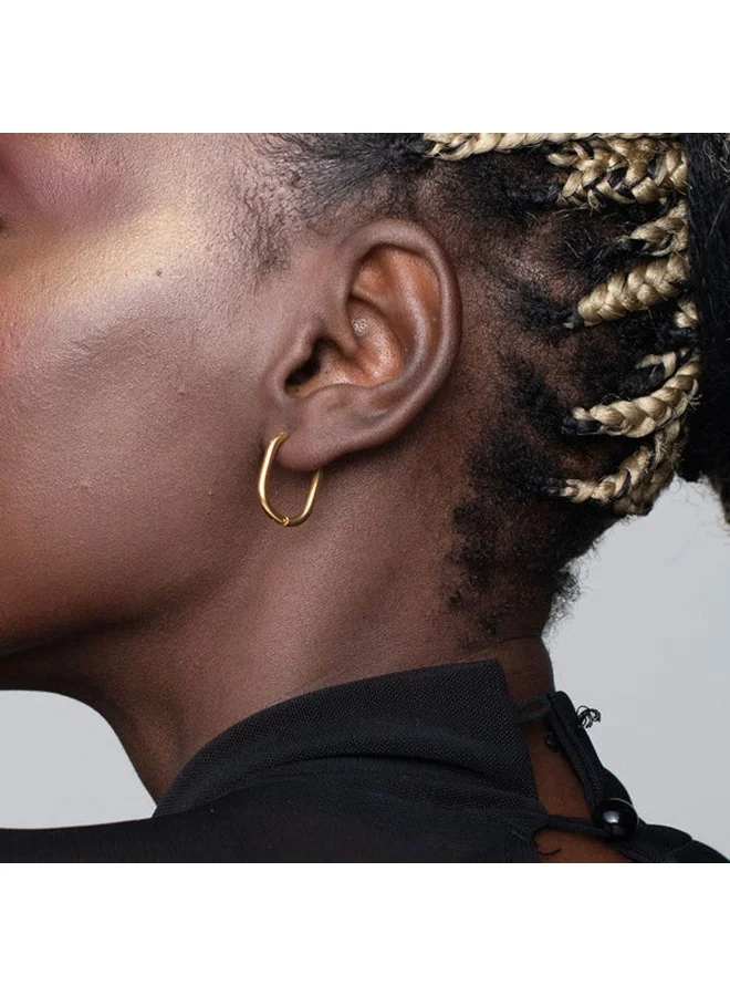Palmonas  PALMONAS Plain Oval Hoop Earrings for Women | 18K Gold Plated, Waterproof & Anti-Tarnish for Women | Best Price UAE