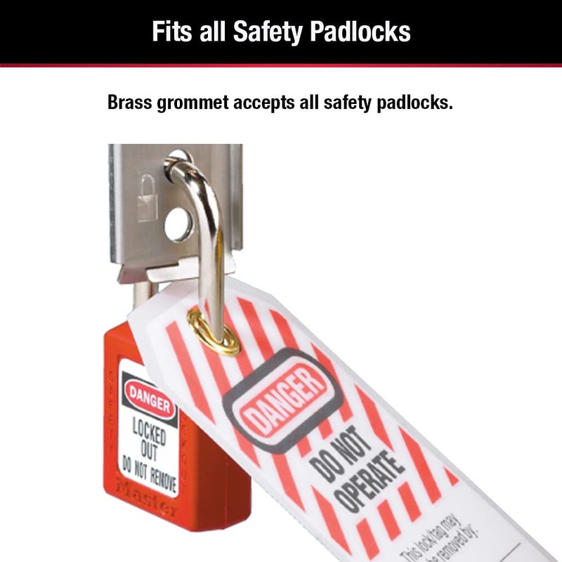 Master Lock Safety Lockout Tags - DO NOT Operate (Pack of 12) 497A, Heavy Duty Polyester, White - Image 4