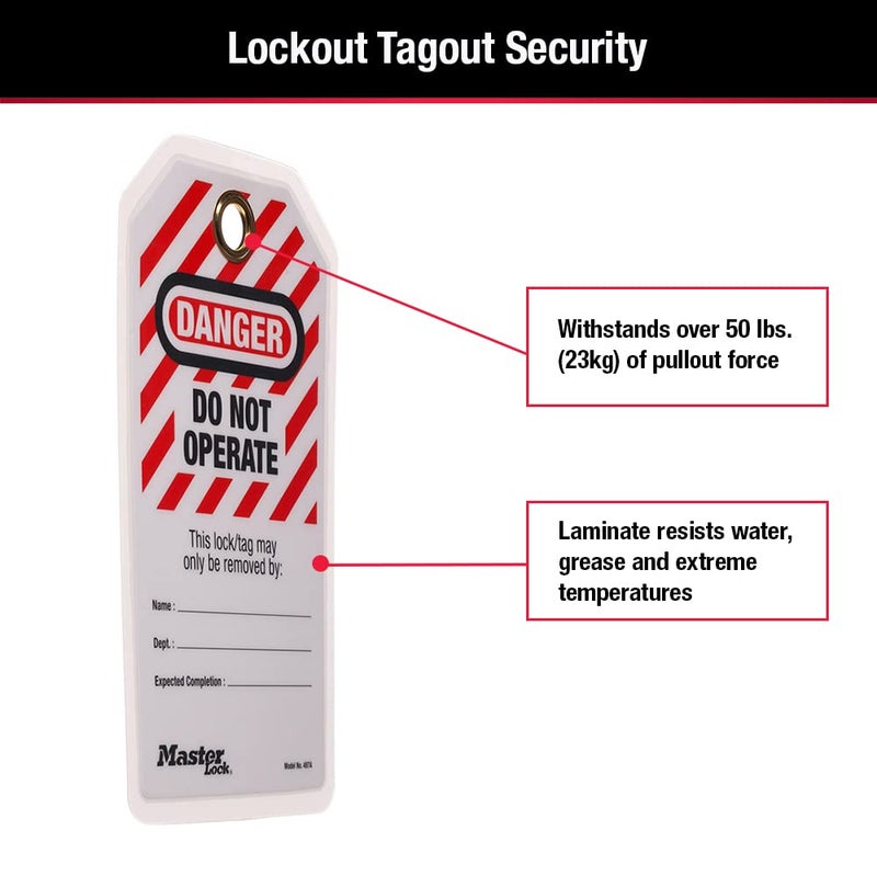 Master Lock Safety Lockout Tags - DO NOT Operate (Pack of 12) 497A, Heavy Duty Polyester, White - Image 5