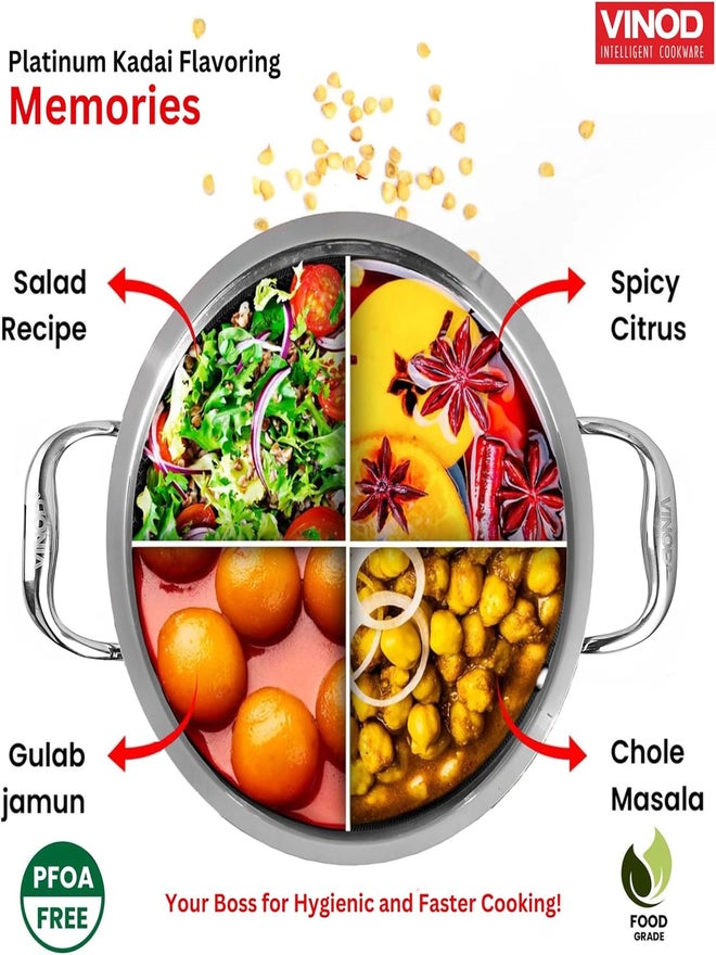 VINOD قدر فينود بلاتينيوم ثلاثي الفولاذ المقاوم للصدأ مع غطاء، 26 سم - Image 4