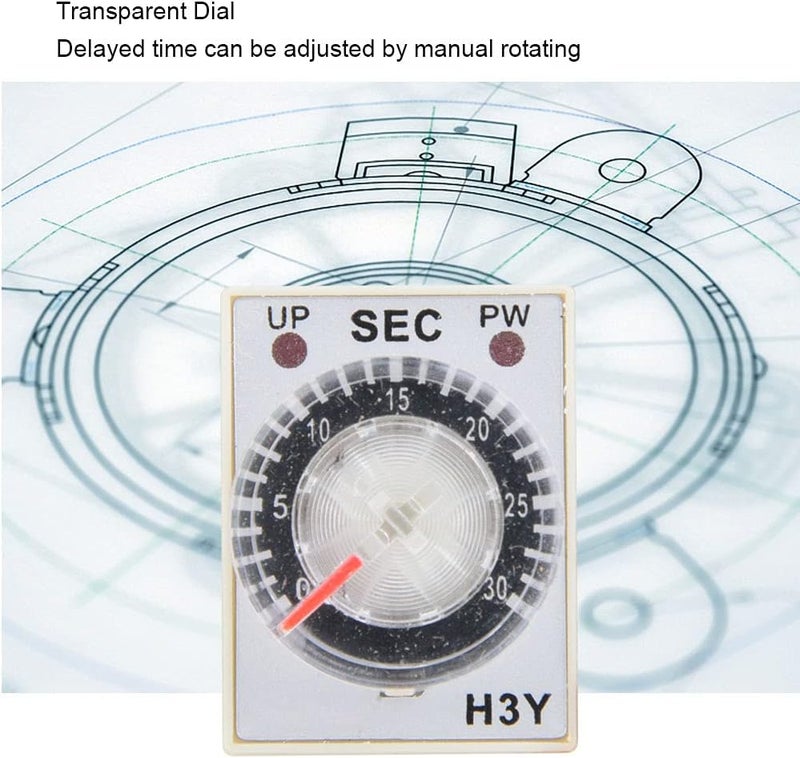 مرحل زمني TIME Relay 24V DC H3Y-2 مع مفتاح تحكم في التأخير 1/3/6/10/30/60 ثانية، للاستخدام الصناعي، مصنوع من نحاس عالي الجودة (30 ثانية) - Image 2