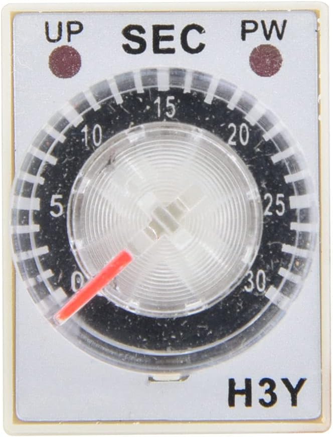 مرحل زمني TIME Relay 24V DC H3Y-2 مع مفتاح تحكم في التأخير 1/3/6/10/30/60 ثانية، للاستخدام الصناعي، مصنوع من نحاس عالي الجودة (30 ثانية) - Image 1
