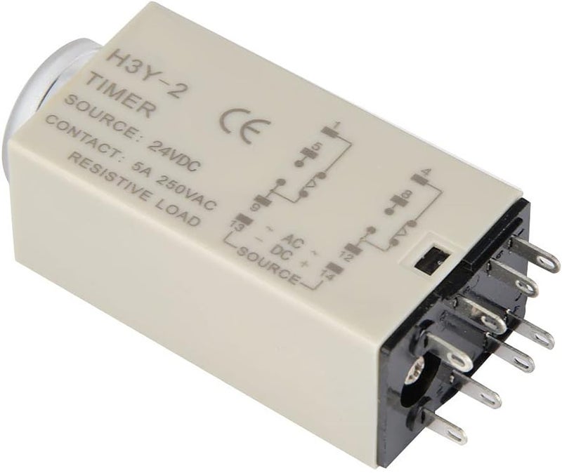مرحل زمني TIME Relay 24V DC H3Y-2 مع مفتاح تحكم في التأخير 1/3/6/10/30/60 ثانية، للاستخدام الصناعي، مصنوع من نحاس عالي الجودة (30 ثانية) - Image 5