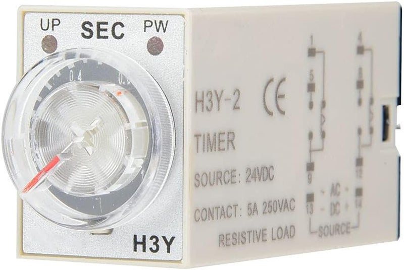 مرحل زمني TIME Relay 24V DC H3Y-2 مع مفتاح تحكم في التأخير 1/3/6/10/30/60 ثانية، للاستخدام الصناعي، مصنوع من نحاس عالي الجودة (30 ثانية) - Image 3