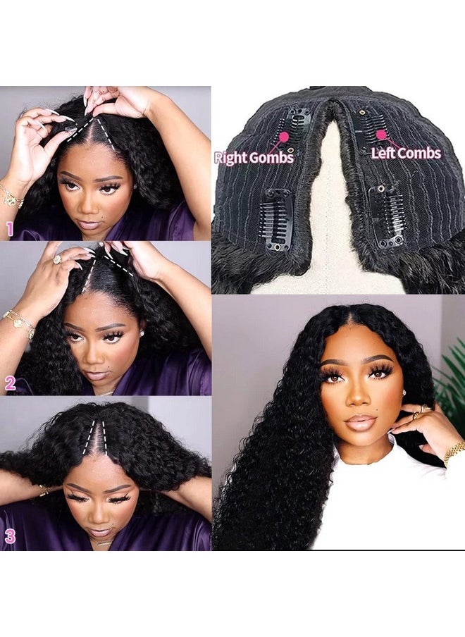 ISEE See Hair 22 Inch Water Wave V Part Wig Human Hair No Leave Out Brazilian Glueless Curly Wave Upgrade U Part V Part Wigs For Black Women Human Hair 180% Density Natural Color  - Image 5