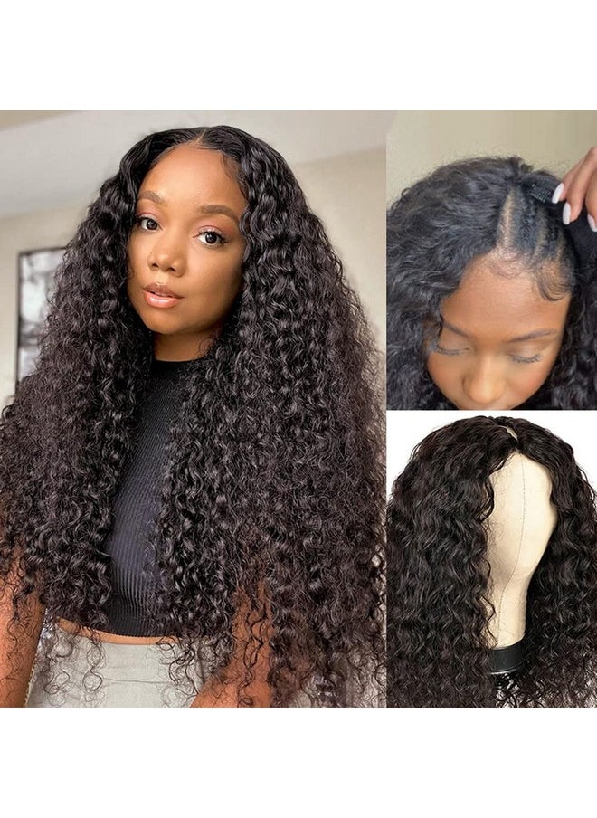 ISEE See Hair 22 Inch Water Wave V Part Wig Human Hair No Leave Out Brazilian Glueless Curly Wave Upgrade U Part V Part Wigs For Black Women Human Hair 180% Density Natural Color  - Image 2