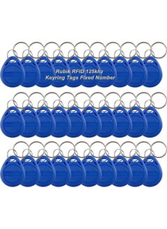 Rubik 125Khz Rfid Key Tags, Fixed Unique Number Em4100 Tk4100 Chip Non-Writeable Proximity Key Chain For Access Control Systems Time Attendance Parking (30 Keychain, Blue)  - Image 1