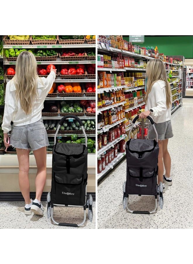 utrolley Ultra-Lightweight Foldable Stair-Climbing Red Shopping Cart - 42L Capacity, Six Wheels, Removable Insulated Bag, Durable Aluminum Frame,Multi-Function Personal Hand Truck - Image 5