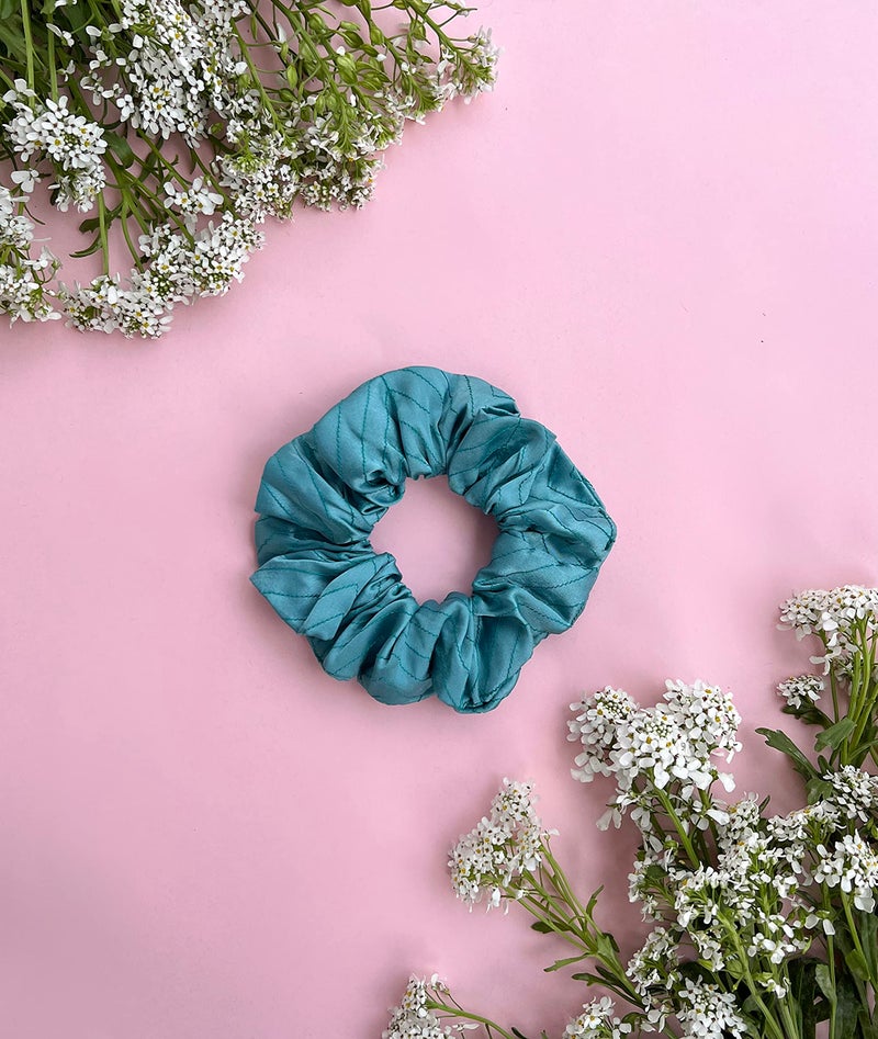 MASQ by Q-One Hair Accessories, Tripento Embroidered, Handmade, Satin Scrunchies/Hair Bands for Women, Girls with Elastic (Multicolor, Pack of 3) - Image 3