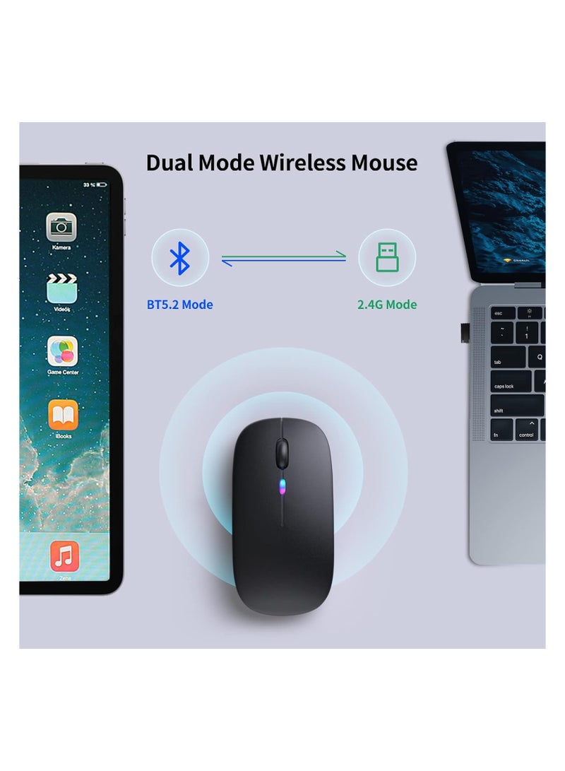 Wireless Bluetooth Mouse - Dual Mode with LED Light - Rechargeable and Silent - Compatible with Laptops, Desktops and Tablets  - Image 4