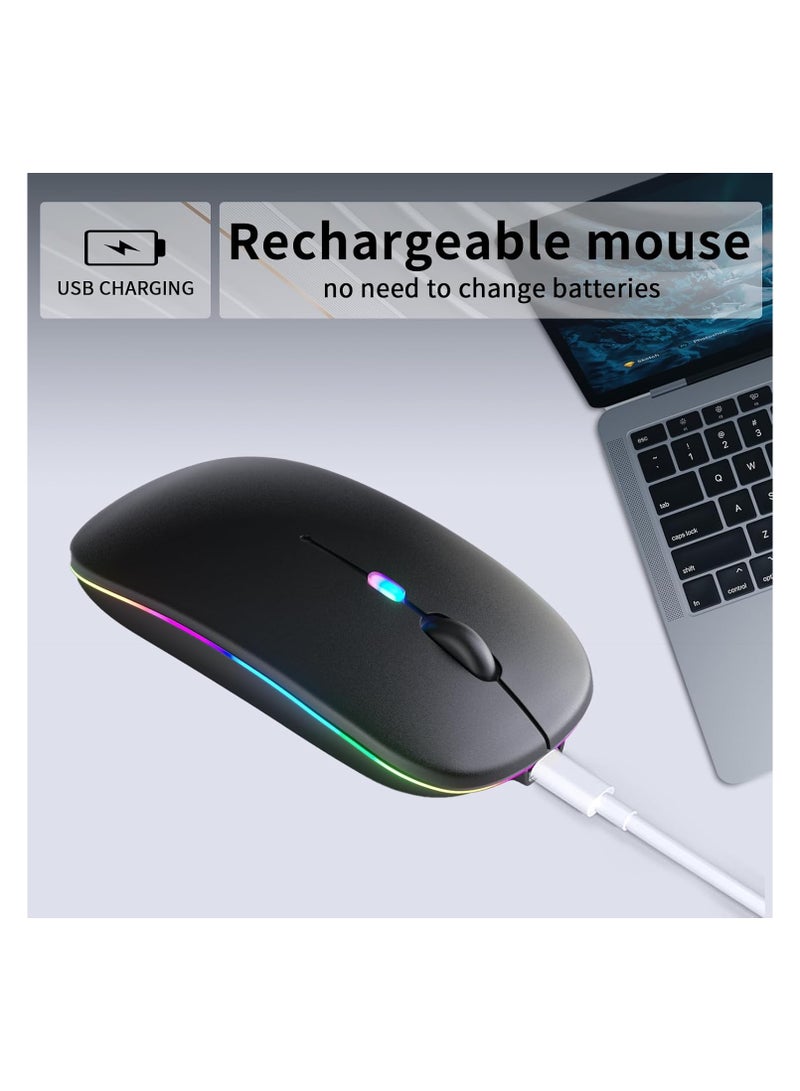 Wireless Bluetooth Mouse - Dual Mode with LED Light - Rechargeable and Silent - Compatible with Laptops, Desktops and Tablets  - Image 3