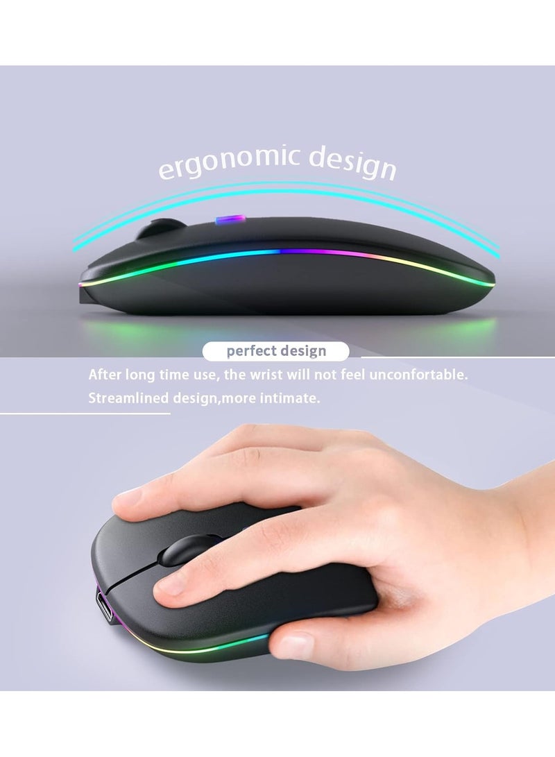 Wireless Bluetooth Mouse - Dual Mode with LED Light - Rechargeable and Silent - Compatible with Laptops, Desktops and Tablets  - Image 5