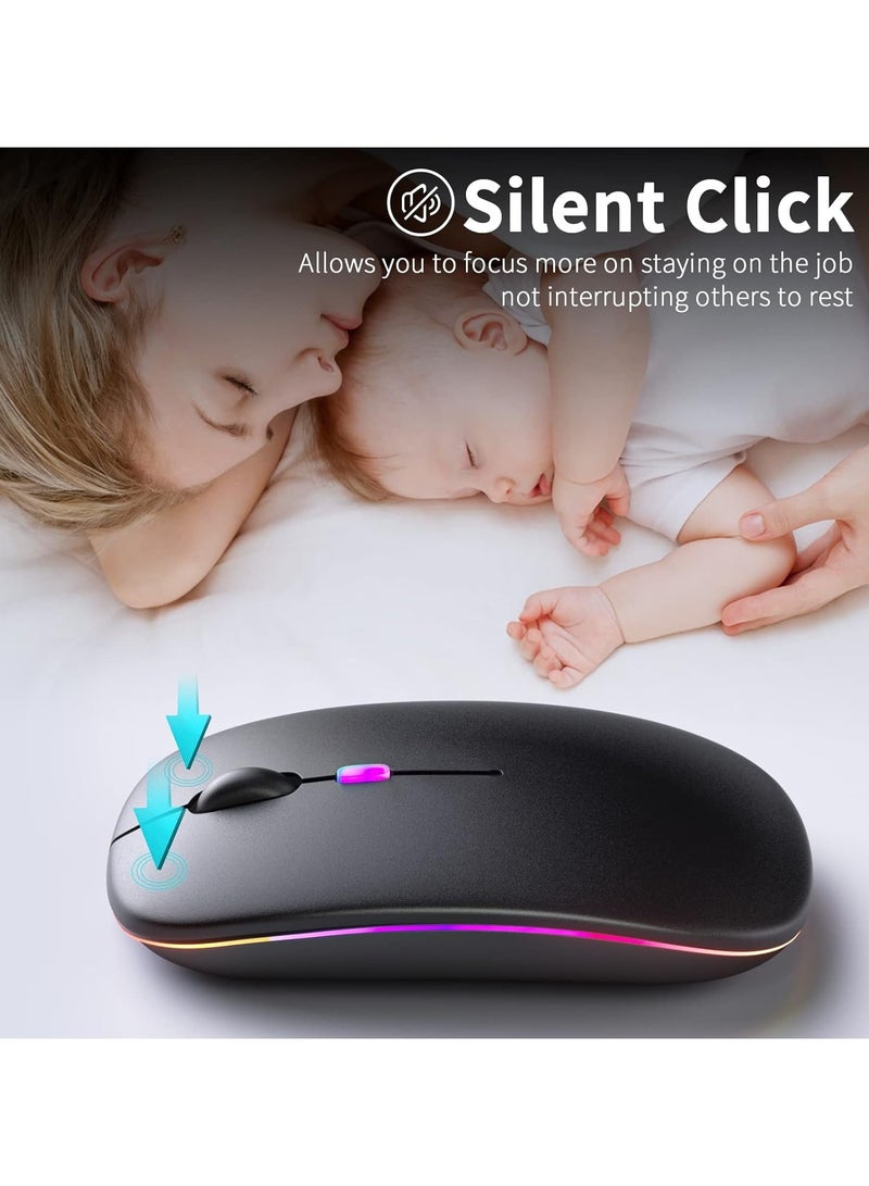 Wireless Bluetooth Mouse - Dual Mode with LED Light - Rechargeable and Silent - Compatible with Laptops, Desktops and Tablets  - Image 2