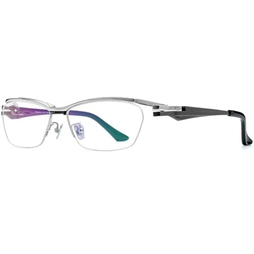 FONEX Pure Titanium Glasses Frame Men Semi Rimless Square Eyeglasses Eyewear DTX416 (F85709 Silver Black) - Image 4