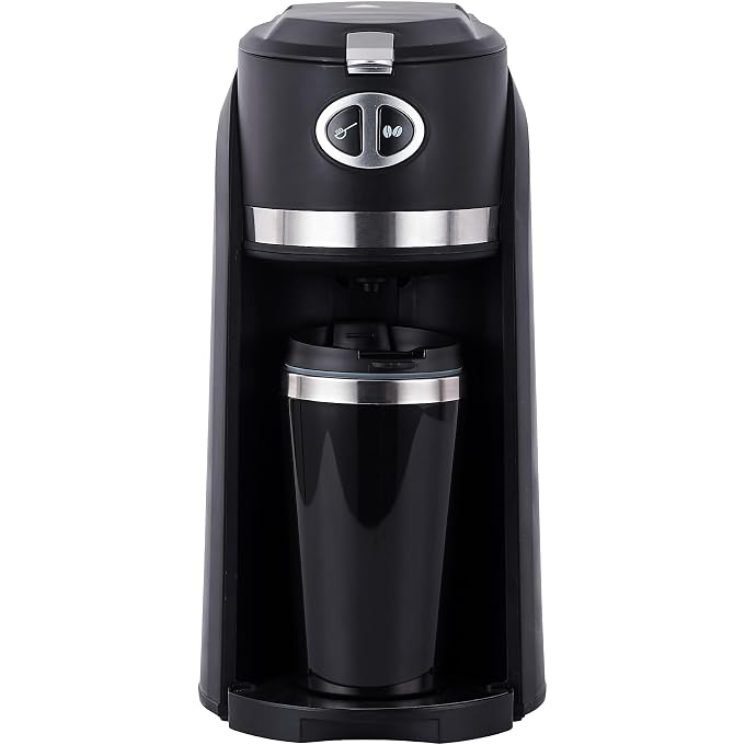 Levella 3-Cup Grind-And-Brew Coffee Maker with Travel Mug, Black (PCM353)