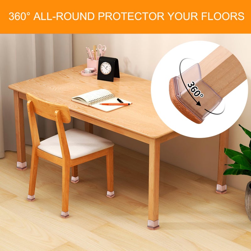 GAGUIUP 16Pcs Extra Large Chair Leg Floor Protectors, Felt Furniture Pads For Hardwood Floors, Square Clear Sofa Bed Dining Table Chair Leg Covers To Protect Floors And Prevent Scratches & Noise(Fit:1.5""-2"") - Image 2