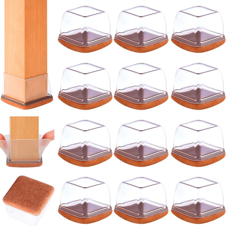 GAGUIUP 16Pcs Extra Large Chair Leg Floor Protectors, Felt Furniture Pads For Hardwood Floors, Square Clear Sofa Bed Dining Table Chair Leg Covers To Protect Floors And Prevent Scratches & Noise(Fit:1.5""-2"") - Image 1