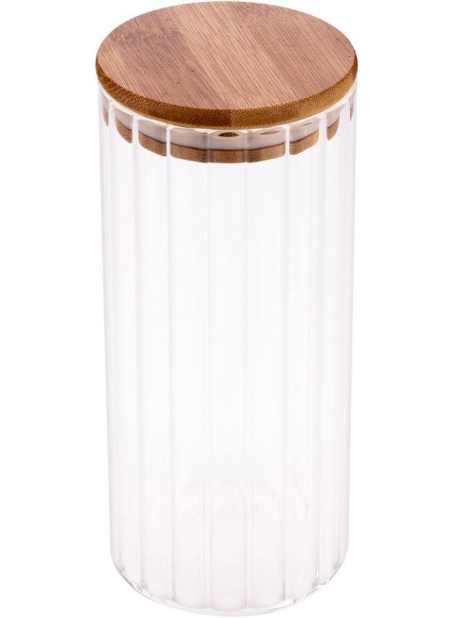 AKDC Glass Jar W/Bamboo Lid 8Cm X 8Cm X 19Cm Transparent - Image 1