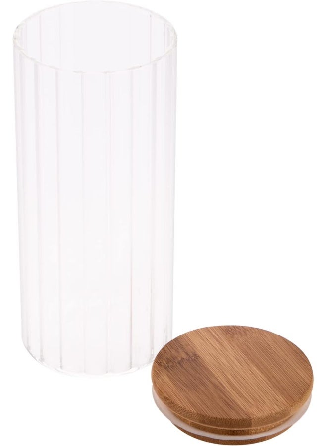 AKDC Glass Jar W/Bamboo Lid 8Cm X 8Cm X 19Cm Transparent - Image 2