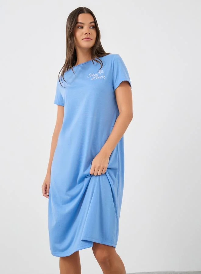Styli Styli Slogan Print Short Sleeve Sleep T-Shirt Dress