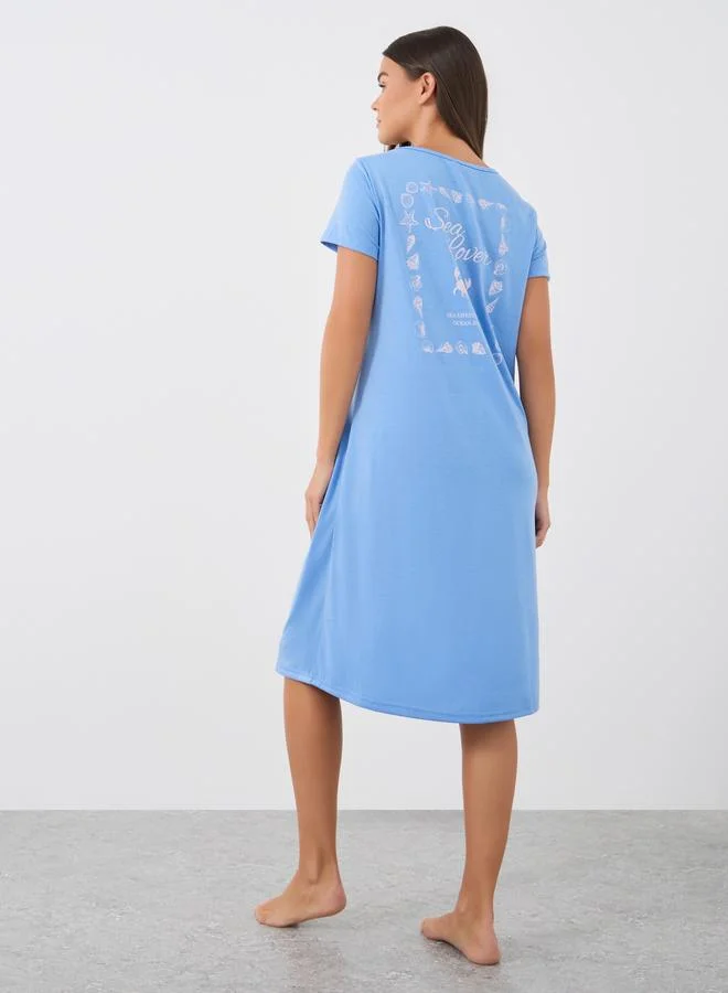 Styli Styli Slogan Print Short Sleeve Sleep T-Shirt Dress