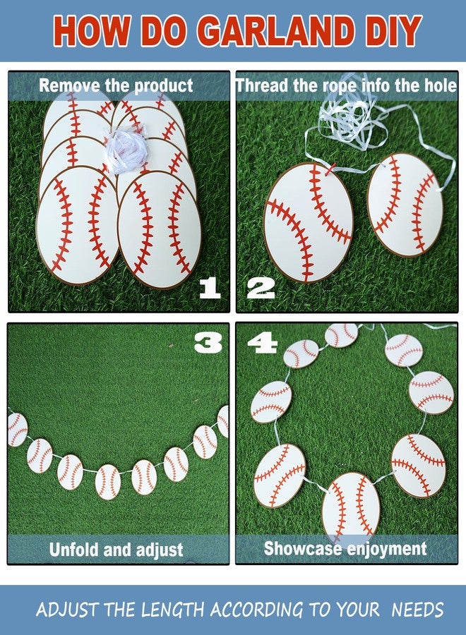 HEPAPATE Baseball Party Banner,4Pcs Baseball Paper Garland for Baby Shower Sports Theme Party Decorations,Baseball Birthday Party Photo Prop Pennant Supplies - Image 3