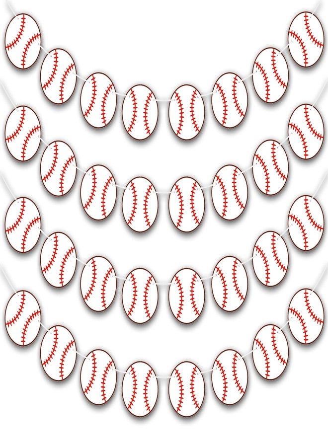 HEPAPATE Baseball Party Banner,4Pcs Baseball Paper Garland for Baby Shower Sports Theme Party Decorations,Baseball Birthday Party Photo Prop Pennant Supplies - Image 1