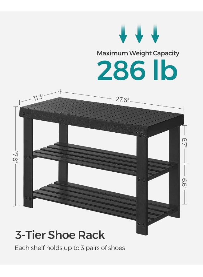 سونمجز مقعد رف أحذية SONGMICS من الخيزران، منظم أحذية بثلاثة طوابق مع مقعد، خيزران طبيعي متين، يتحمل حتى 264 رطل (≈119.7 كجم)، 70 × 28.7 × 45.2 سم – مناسب للمدخل، الحمام، غرفة المعيشة - Image 5
