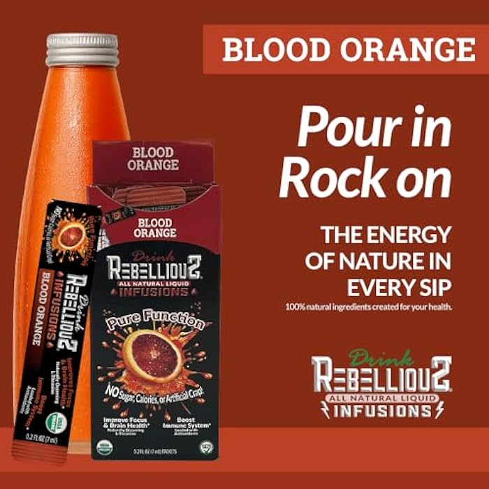 Rebellious Blood Orange Organic Drink Mix – Organic Zero Calorie Energy Drink Mix | Monk Fruit & Green Tea Extract | L-Theanine + Natural Caffeine | 100% Plant-Based | Pack of 10 | Keto,Gluten-Free - Image 4