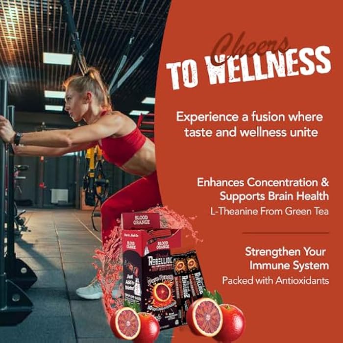 Rebellious Blood Orange Organic Drink Mix – Organic Zero Calorie Energy Drink Mix | Monk Fruit & Green Tea Extract | L-Theanine + Natural Caffeine | 100% Plant-Based | Pack of 10 | Keto,Gluten-Free - Image 5