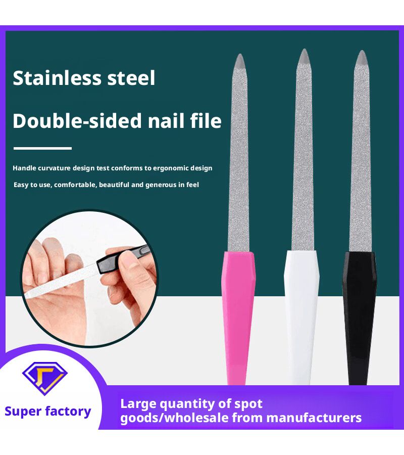 Black 4 Pieces Double Sided Nail File Set For Smooth Shiny Nails Home Salon Use - Image 2