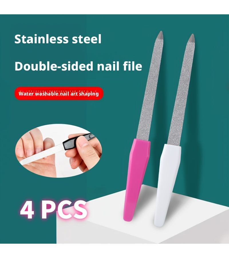 Black 4 Pieces Double Sided Nail File Set For Smooth Shiny Nails Home Salon Use - Image 1