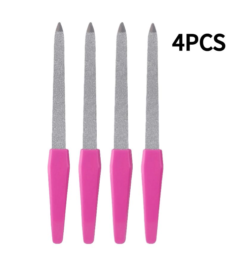 Black 4 Pieces Double Sided Nail File Set For Smooth Shiny Nails Home Salon Use - Image 5