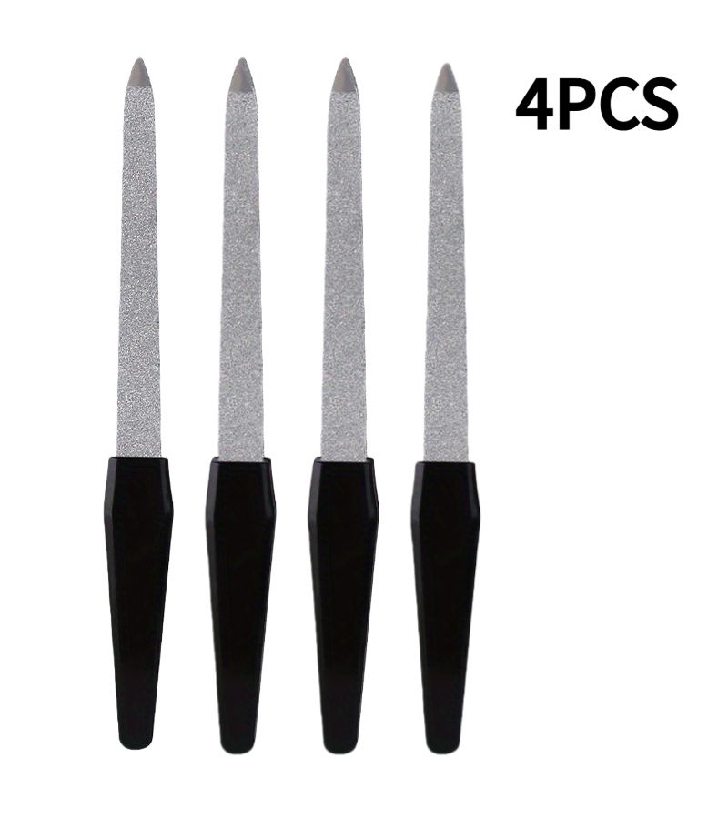 Black 4 Pieces Double Sided Nail File Set For Smooth Shiny Nails Home Salon Use - Image 3